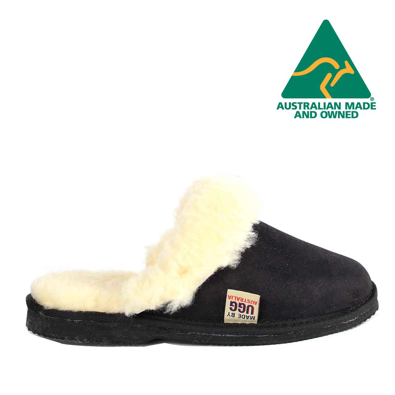 MB UGG Aussie Made, Twinface Sheepskin, Scuffette Black Womens